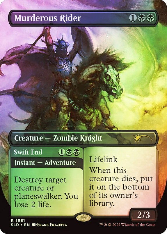 MTG FOIL Murderous Rider // Swift End Borderless – Secret Lair Drop #1981