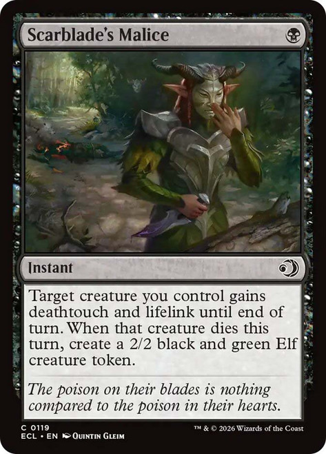 Scarblade’s Malice 119 ECL Lorwyn Eclipsed MTG Black Instant Gleim Common NM