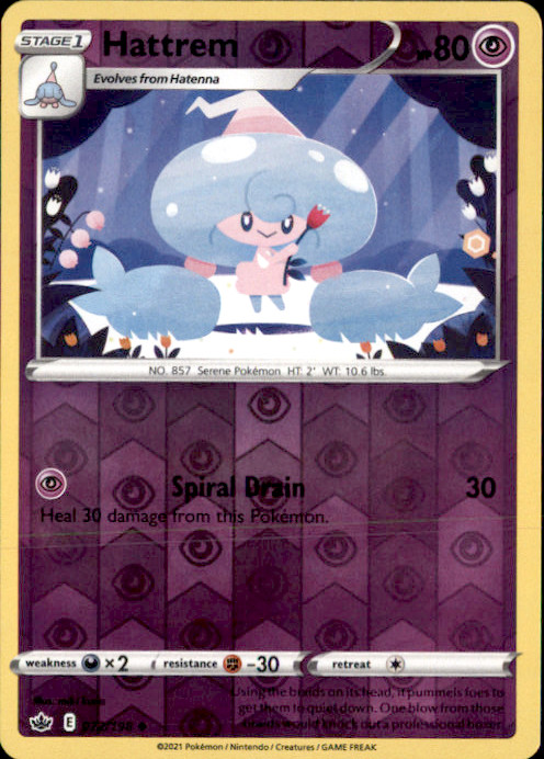 Hattrem Reverse Holo Uncommon SWSH06: Chilling Reign 072/198 NM miki kudo 2021