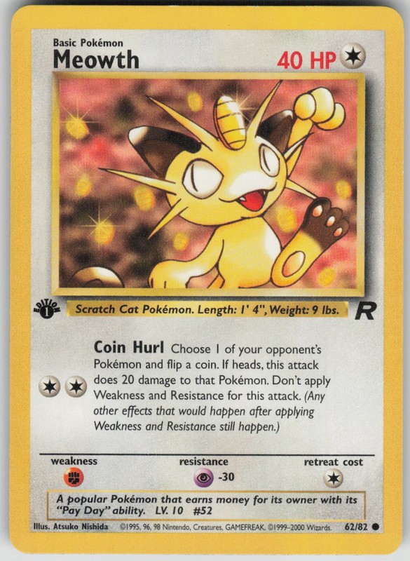 Pokemon TCG Meowth Common Team Rocket 62/82