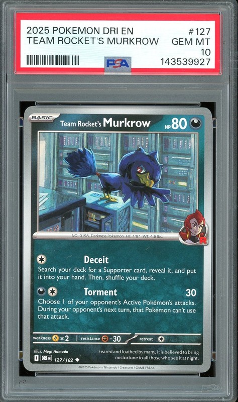 PSA 10 GEM MINT – Team Rocket’s Murkrow #127 S&V Destined Rivals Non-Holo