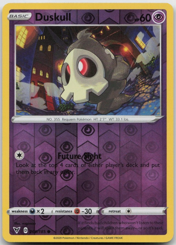 Pokemon Duskull Common Reverse Holo 069/185 Vivid Voltage MP nagimiso