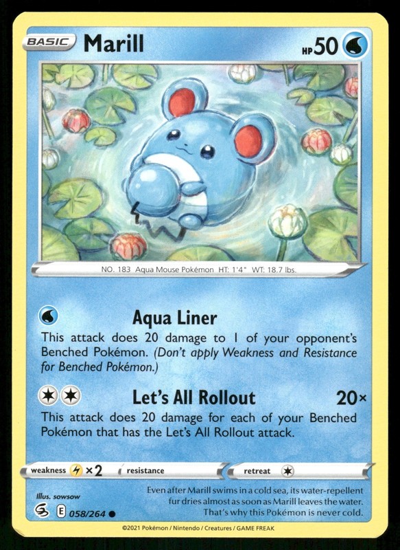 Marill Common SWSH08: Fusion Strike 058/264 NM