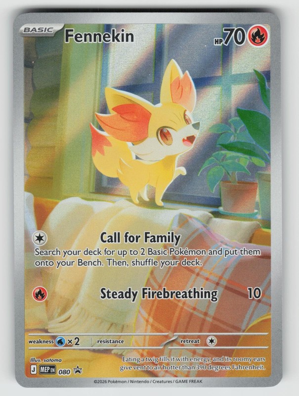 Fennekin Pokemon MEP 080 Full Art Illustration Rare Promo NM