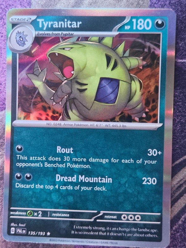 Tyranitar 135/193 Rare Paldea Evolved Pokemon Holo Near Mint