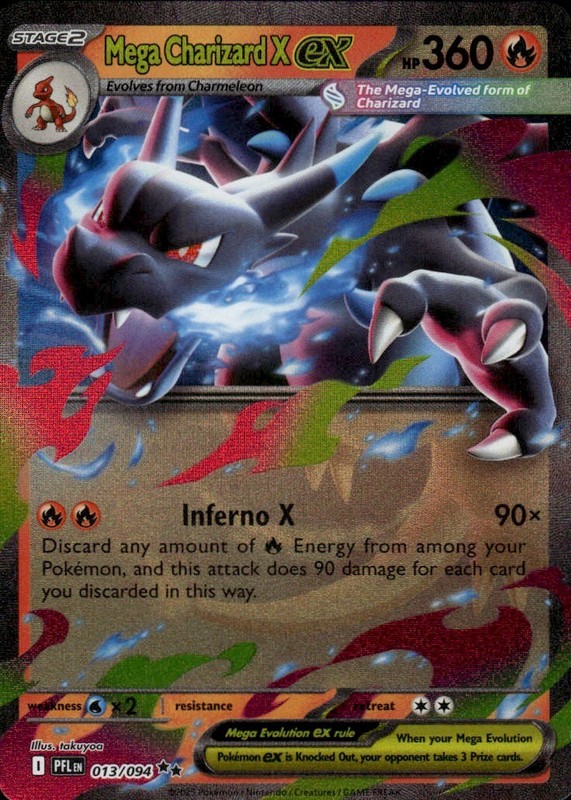 Mega Charizard X ex – Holo Double Rare ME02: Phantasmal Flames 013/094 NM