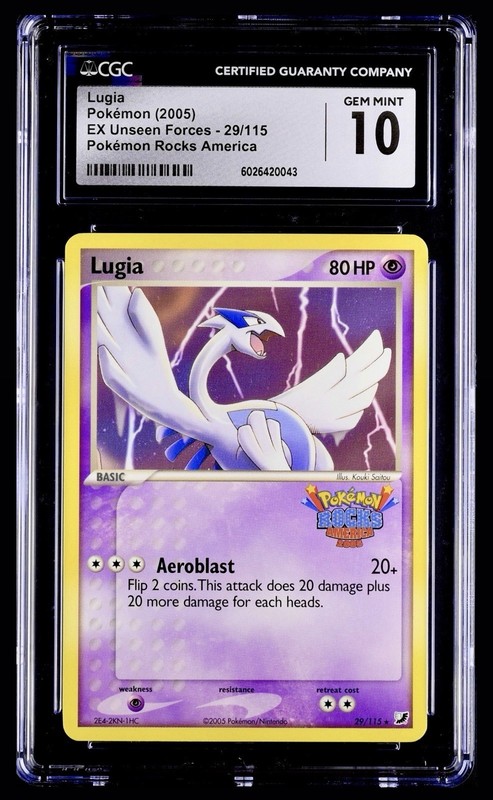 Pokémon Rocks America Stamped Promo 2005 EX Unseen Forces 29/115 Lugia CGC 10