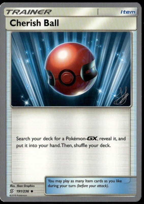 Cherish Ball 191/236 2019 World Championship Perfection Deck LP+ Pokemon Card