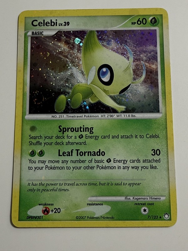 Celebi 7/123 Sun & Moon Base 2017 Holo Rare Pokémon LP