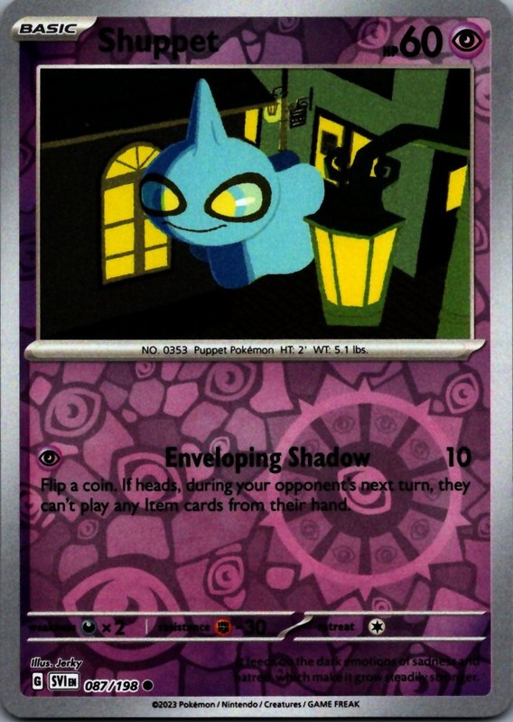 Pokemon Shuppet Reverse Holo Common SV01: Scarlet & Violet Base Set 087/198 NM