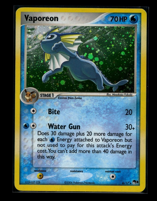 Vaporeon 6/17 POP Series 3 Holo Rare Stage 1 70 HP 2006 Pokemon TCG LP+