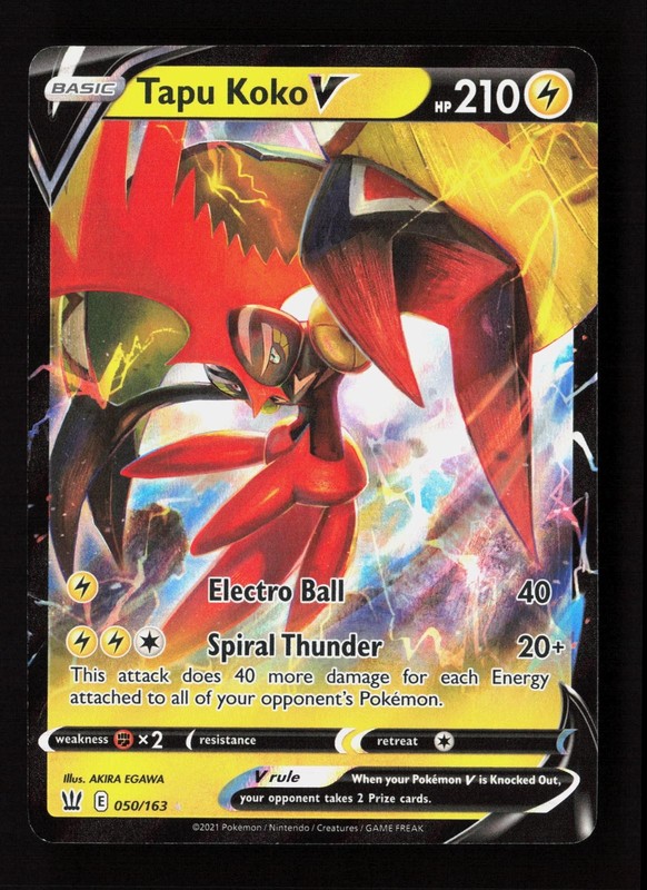 Tapu Koko V 050/163 Holo V Rare Battle Styles Pokemon Near Mint