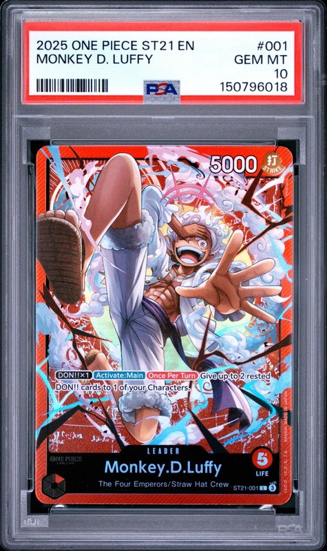 2025 ONE PIECE ST21 #001 GEAR 5 MONKEY D. LUFFY LEADER ENGLISH PSA 10 GEM MINT