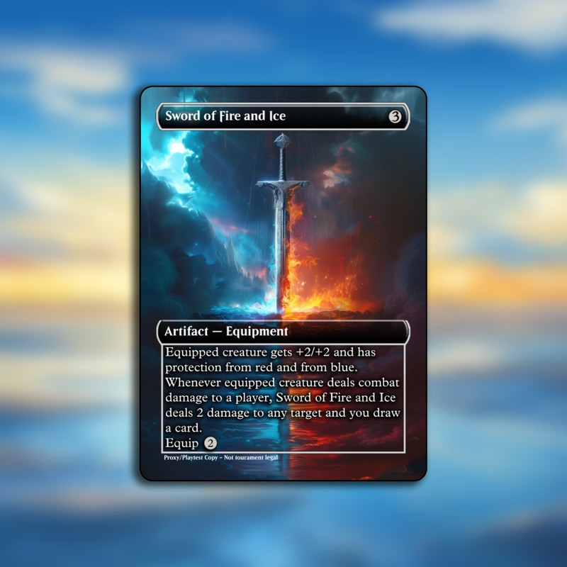 Sword of Fire and Ice MTG Playtest Custom Alt Art Card For Commander