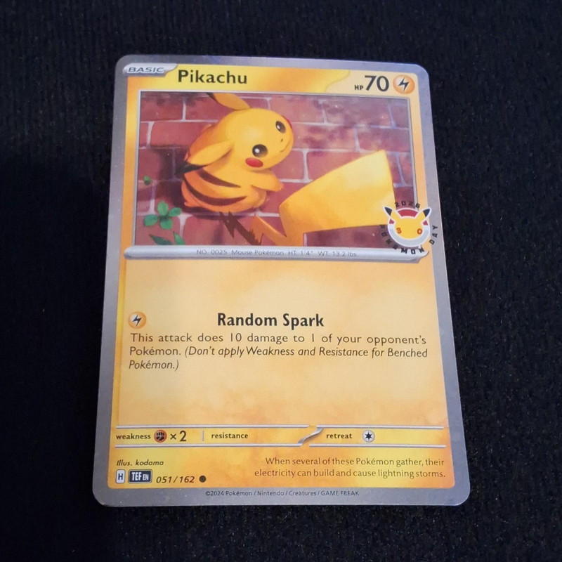 Pikachu 051/162 Temporal Forces Holo Promo Pokémon Day 70 HP (English)