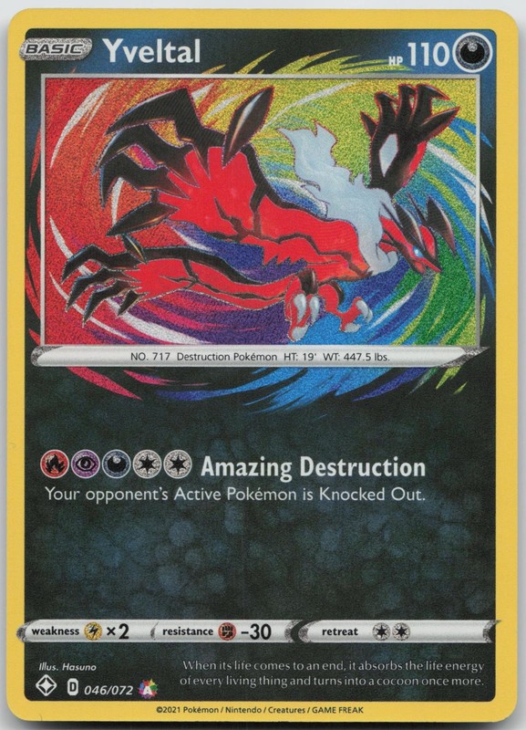 Yveltal 046/072 Amazing Rare Shining Fates Pokemon NM/M