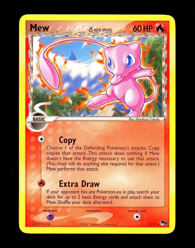2007 Pokemon MEW Delta Species POP SERIES 5 Edition NON HOLO Set Card 3/17 RARE