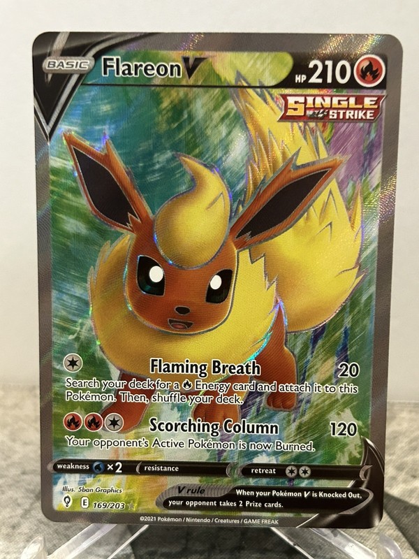 Pokemon Flareon V full art SWSH07 Evolving Skies 169/203