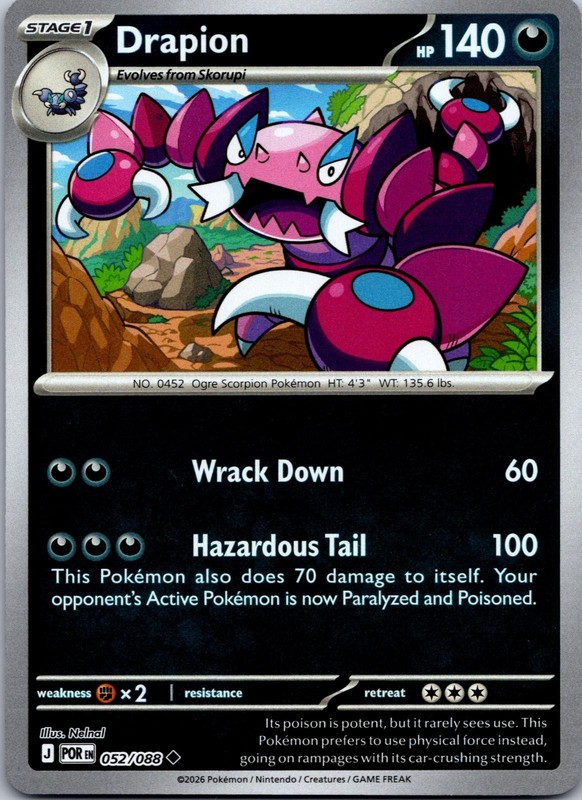 Drapion 052/088 Uncommon Perfect Order Pokemon Near Mint