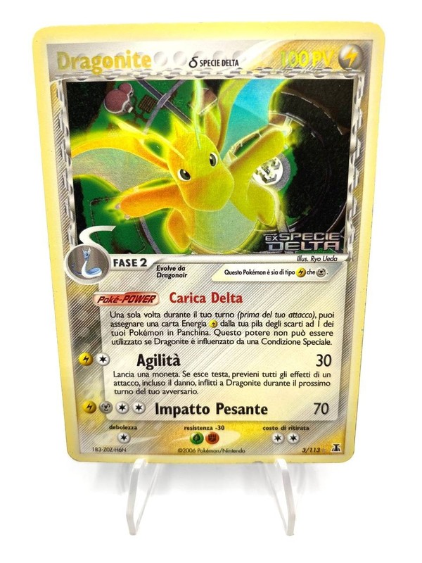 Pokemon Card Dragonite 3/113 Delta Species Stamped Set Rare Holo Italian Good