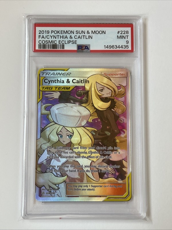 Cynthia & Caitlin 228/236 Full Art Cosmic Eclipse Graded PSA 9