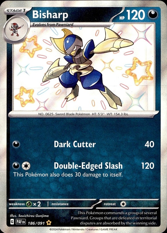 POKEMON BISHARP 186 PALDEAN FATES 091 SHINY RARE LP