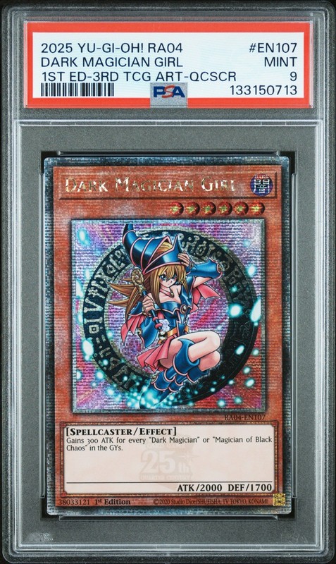 Yugioh Dark Magician Girl RA04-EN107 Quarter Century Secret Rare PSA 9 gallery