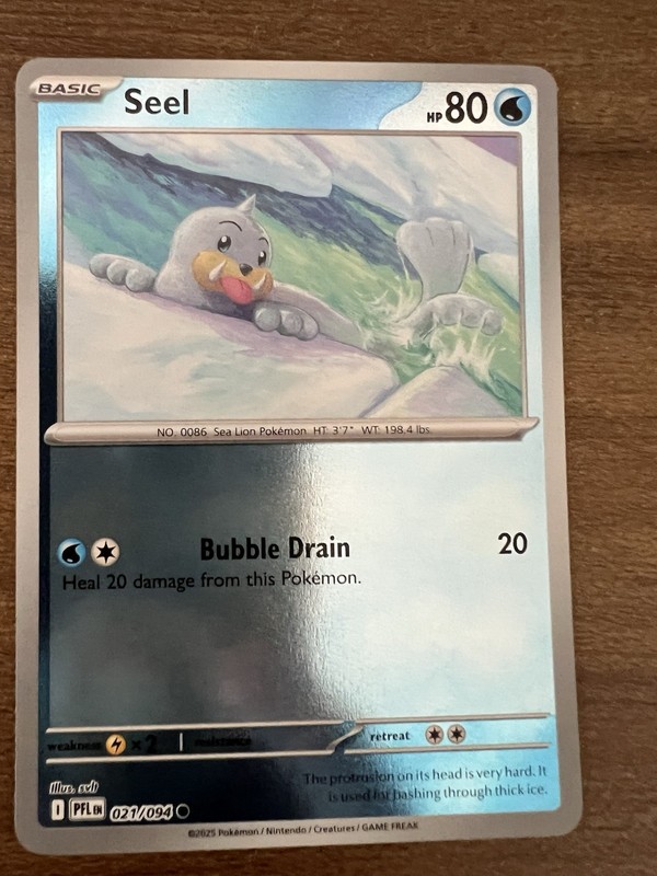 Pokémon Seel 021/094 PFL Foil Basic 80 HP Bubble Drain Sea Lion