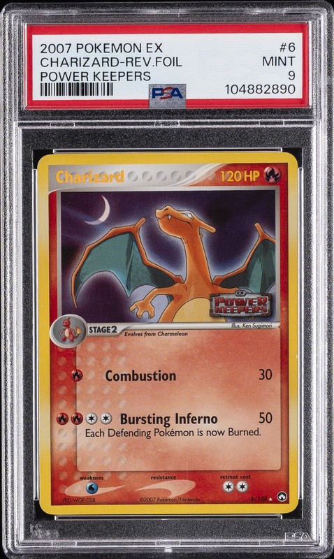 2007 POKEMON EX POWER KEEPERS #6 CHARIZARD-REVERSE FOIL PSA 9