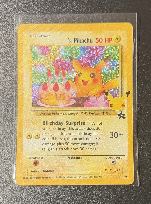Pokémon Pikachu TCG Holo Rare Birthday Celebrations Card #24 NM