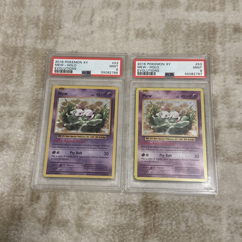 2016 Pokemon XY Evolutions Holo Mew 53/108 #53 2x PSA 9 MINT SEQUENTIAL