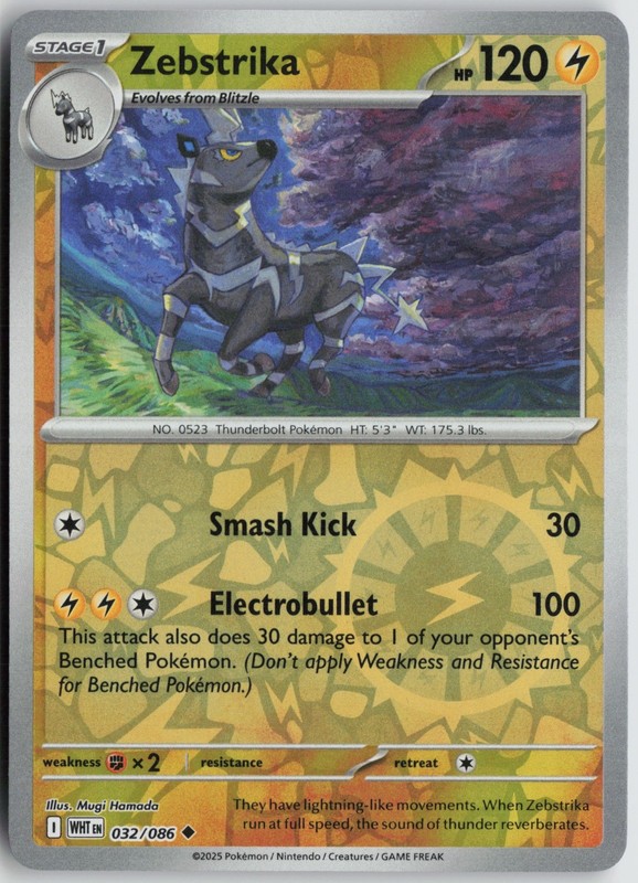 Zebstrika Uncommon Reverse Holo SV: White Flare 032/086 NM Mugi Hamada