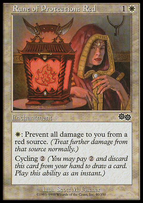Magic the Gathering MTG Rune of Protection: Red (40) Urza’s Saga LP