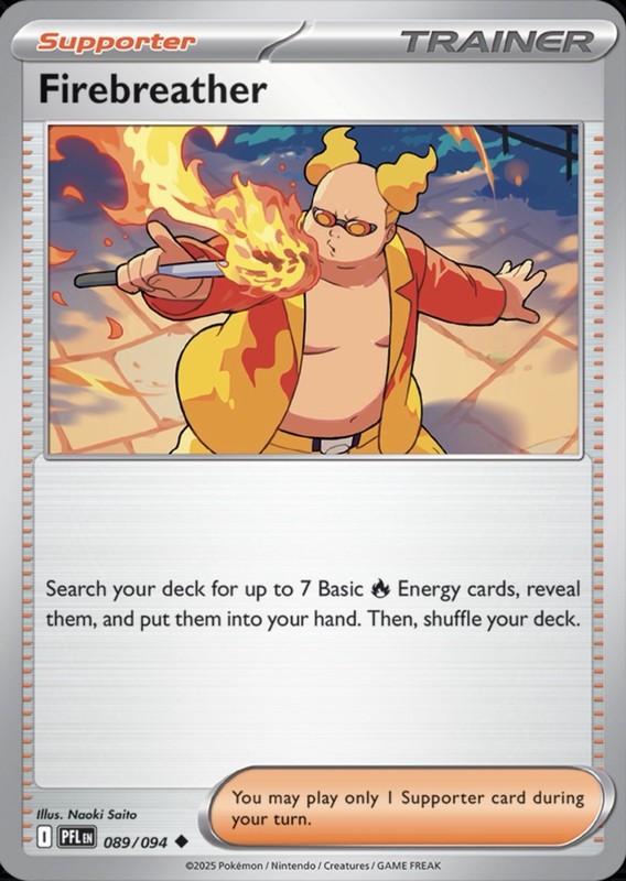 Firebreather 089/094 Pokémon ME02: PFL Uncommon Reverse Holo 2025 NM