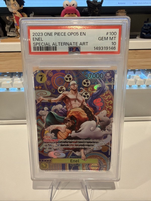 2023 One Piece OP05-AWAKENING of the New Era #100 Enel Special Alt Art PSA 10
