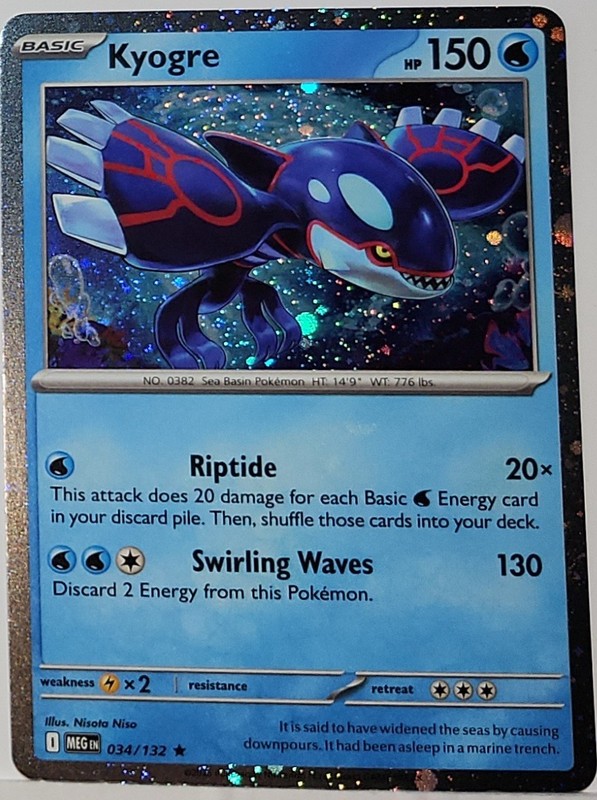 Swirl 🌀 Kyogre 034/132 Cosmos Holo Bleed Error Rare Pokémon TCG ✨️