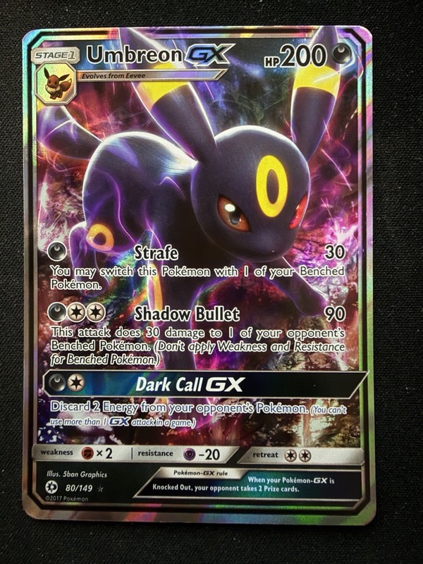 Umbreon GX Ultra Rare – 2017 Pokemon Sun and Moon Base Set 80/149 NM Sun & Moon