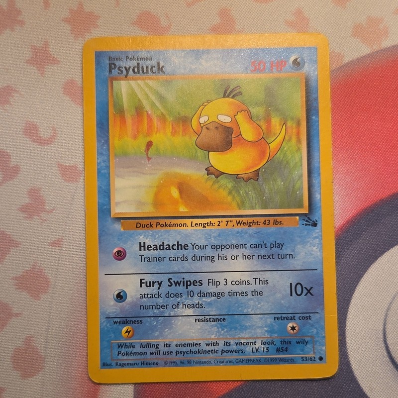 Psyduck 53/62 Fossil 1999 Unlimited Regular Common ENG Basic HP 50