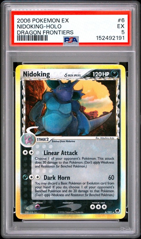 2006 POKEMON EX DRAGON FRONTIERS #6 NIDOKING-HOLO PSA 5