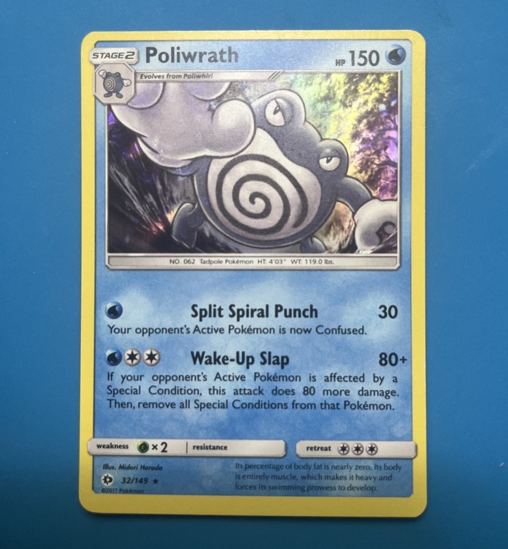 Poliwrath 32/149 SM Base Set Holo Rare Pokemon TCG Card
