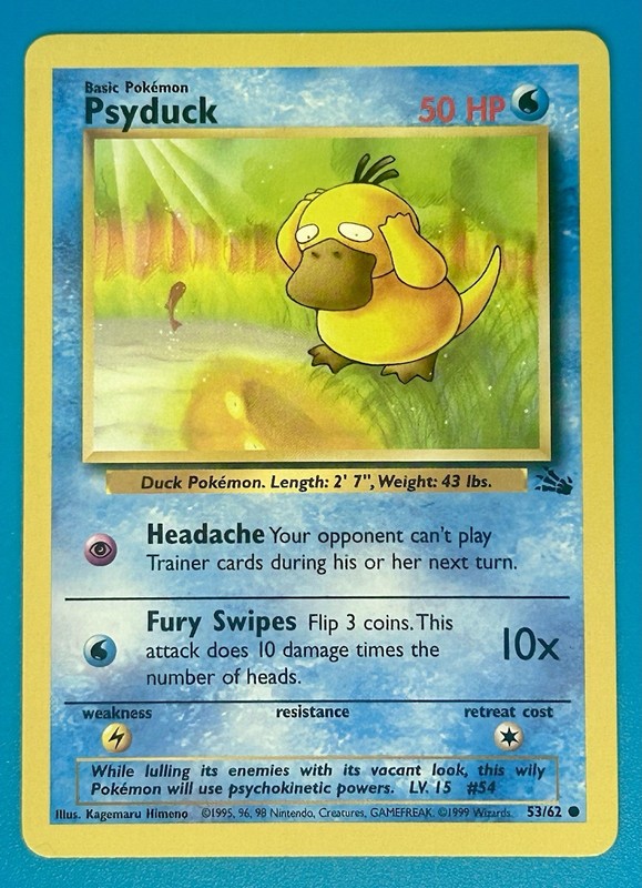 Psyduck 53/62 Common Fossil Pokemon 1st Edition Lightly Played