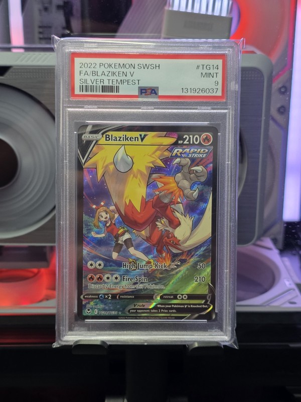 POKEMON 2022 Silver Tempest Full Art BLAZIKEN V #TG14 PSA 9 Mint RARE