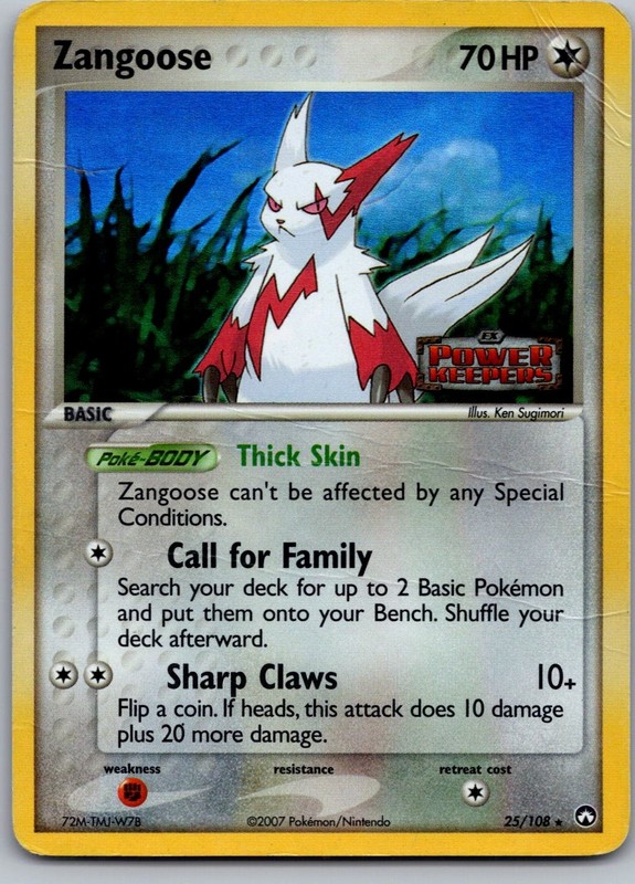 Zangoose Reverse Holo Rare Power Keepers 25/108 creases