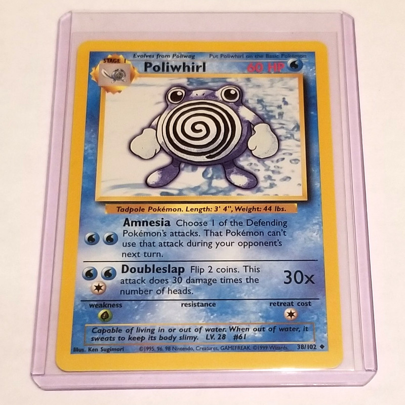 Poliwhirl – 38/102 – Base Set Unlimited – Pokemon Card – Vintage – Near Mint