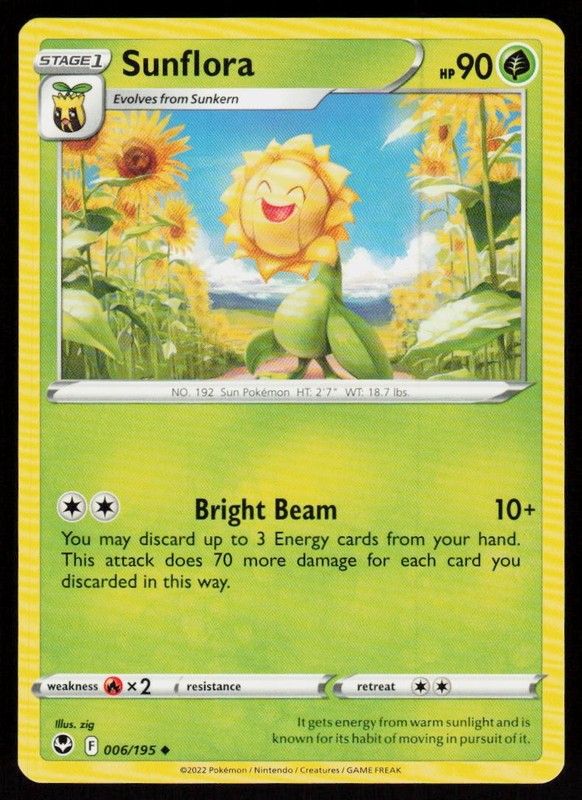Sunflora 006/195 Uncommon Silver Tempest Pokemon Near Mint