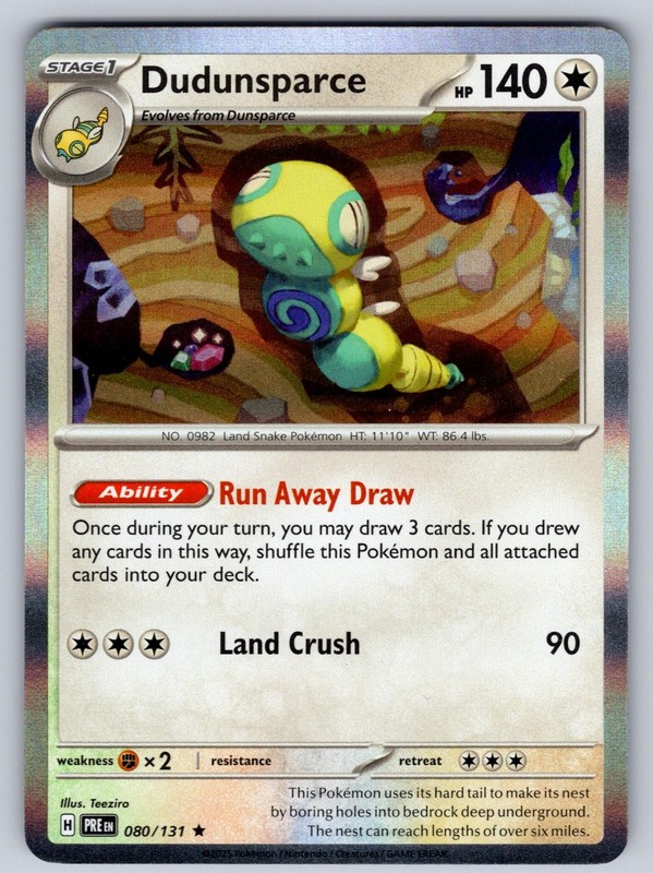 Dudunsparce 080/131 Holo Rare Prismatic Evolutions Pokemon Near Mint