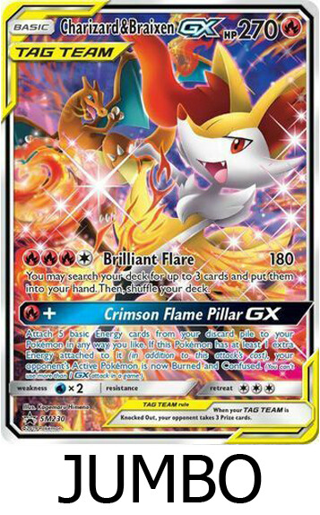 Pokemon CHARIZARD & BRAIXEN GX SM230 BLACK STAR PROMO (Jumbo/Oversized Size) NM