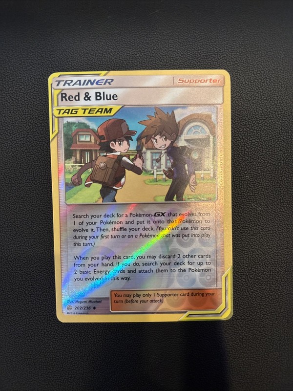 Red & Blue 202/236 Reverse Holo ASH VS GARY Pallet Town Art Pokémon Card NM