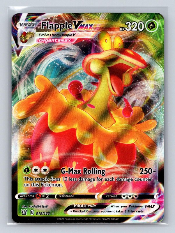Flapple VMAX 019/163 Holo VMAX Rare Battle Styles Pokemon NM