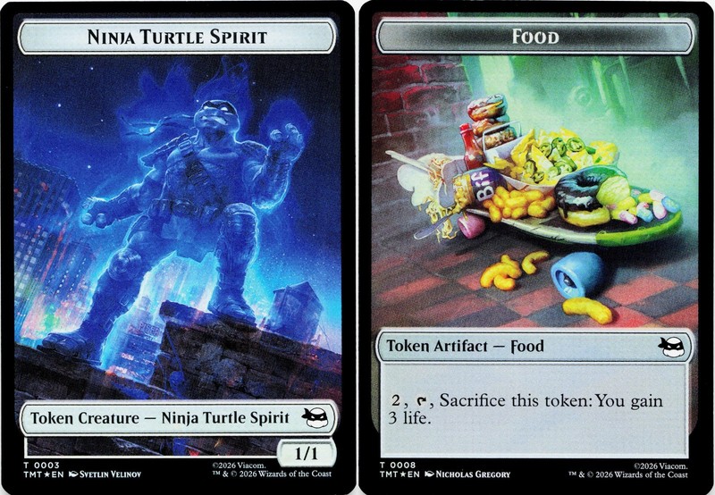 Ninja Turtle Spirit / Food Double-Sided Token (FOIL) – TMNT – TMT Magic MTG